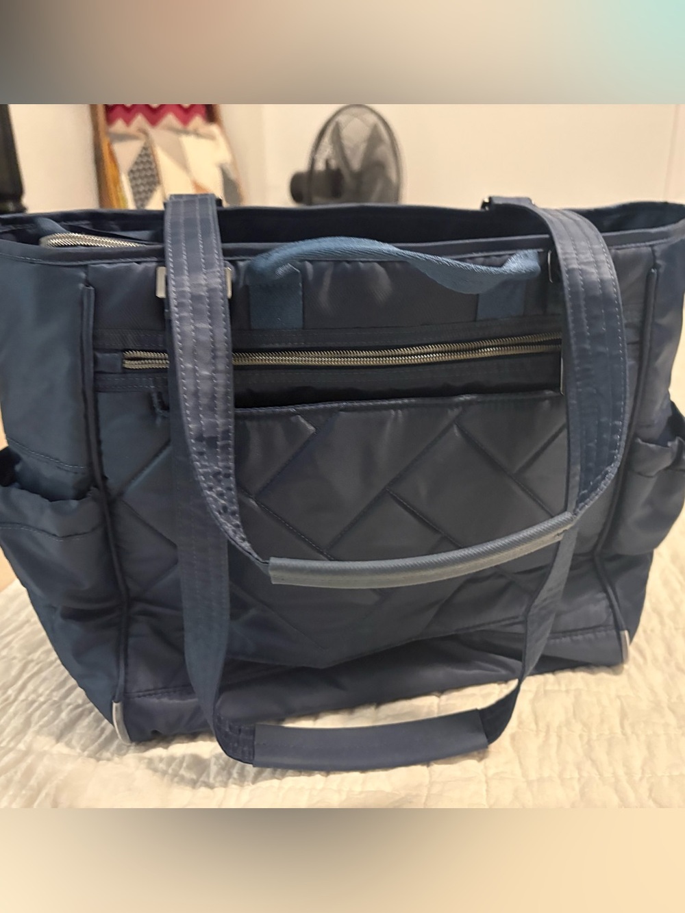 lug Quilted Navy Tote Bag - ships next day! - Picture 5 of 6